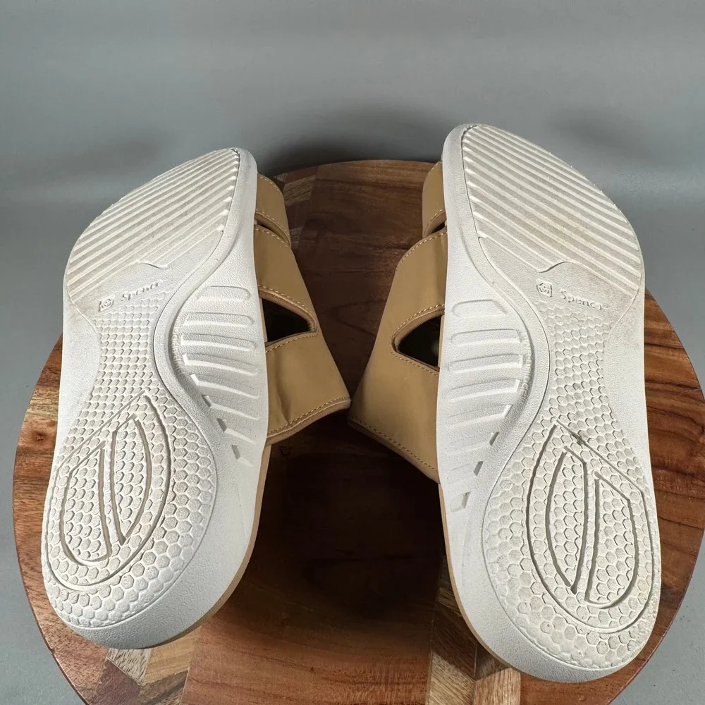 Spenco Kholo Plus Women 11 D Tan Beige Adjustable Strap Orthotic Slide Sandals